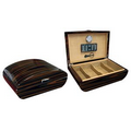 The Waldorf 150 Count Ebony Lacquer Finish Humidor with Polished Hardware